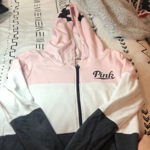 Pink zip up sweater